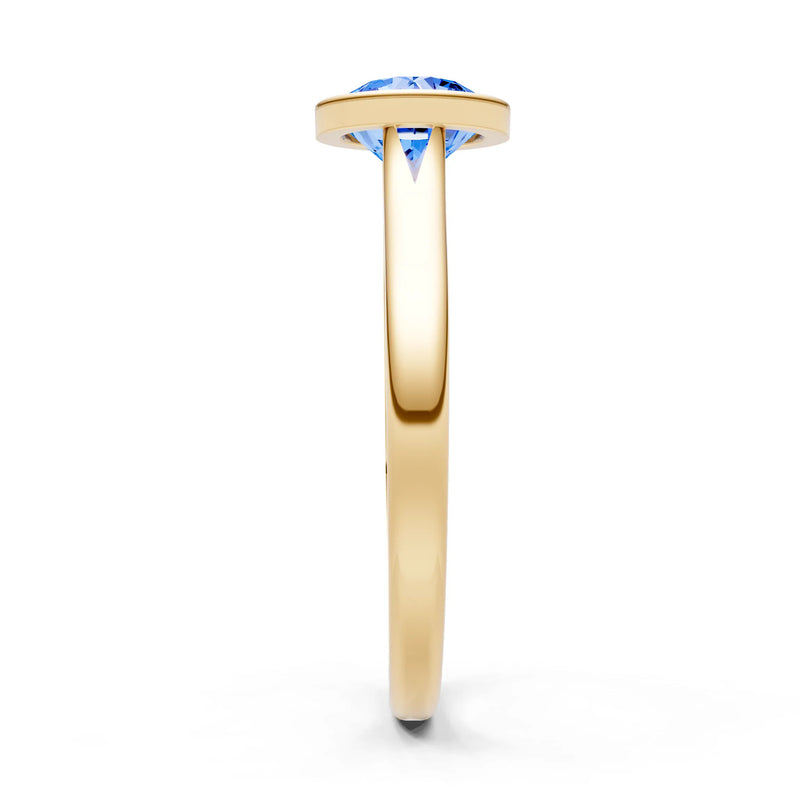 Swiss Blue Topaz Round 6.5mm Normal Round Bezel Set Solitaire Ring