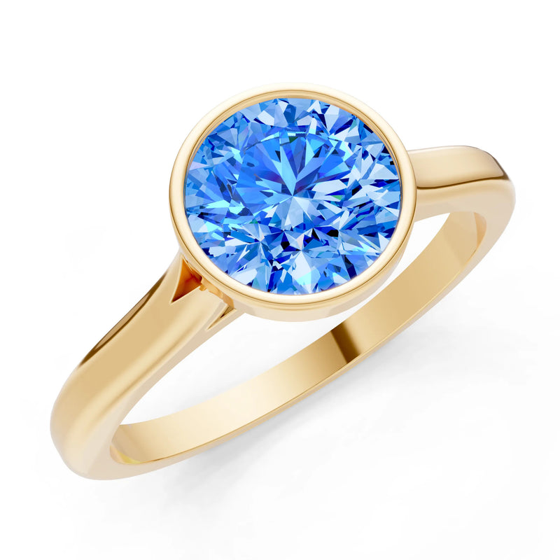 10k Yellow Gold Lab Grown Diamond Round Bezel Set Solitaire Ring