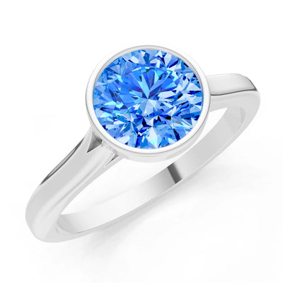 10k Yellow Gold Lab Grown Diamond Round Bezel Set Solitaire Ring