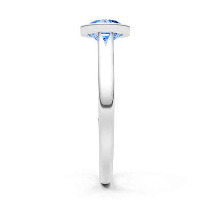 Swiss Blue Topaz Round 6.5mm Normal Round Bezel Set Solitaire Ring