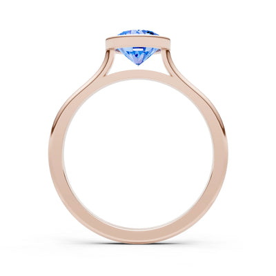 Swiss Blue Topaz Round 6.5mm Normal Round Bezel Set Solitaire Ring
