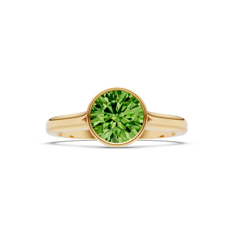 10k Yellow Gold Lab Grown Diamond Round Bezel Set Solitaire Ring