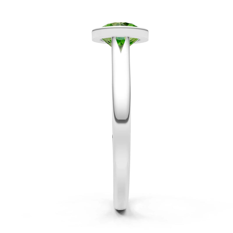 Peridot Round 6.5mm Normal Round Bezel Set Solitaire Ring