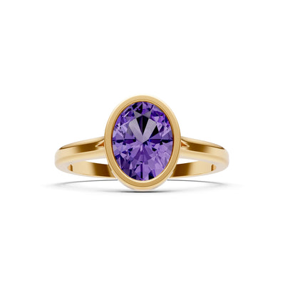 Solid Gold Oval Gemstone Engagement Ring