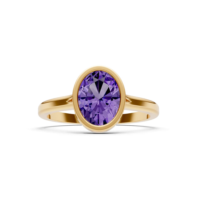 Solid Gold Oval Gemstone Engagement Ring
