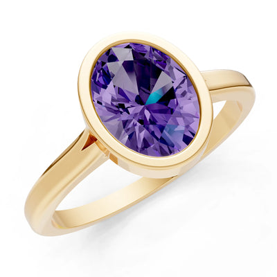 Solid Gold Oval Gemstone Engagement Ring