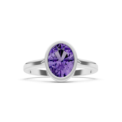 Solid Gold Oval Gemstone Engagement Ring
