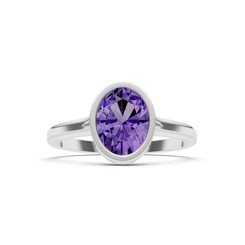 Solid Gold Oval Gemstone Engagement Ring