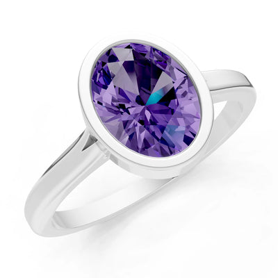 Solid Gold Oval Gemstone Engagement Ring
