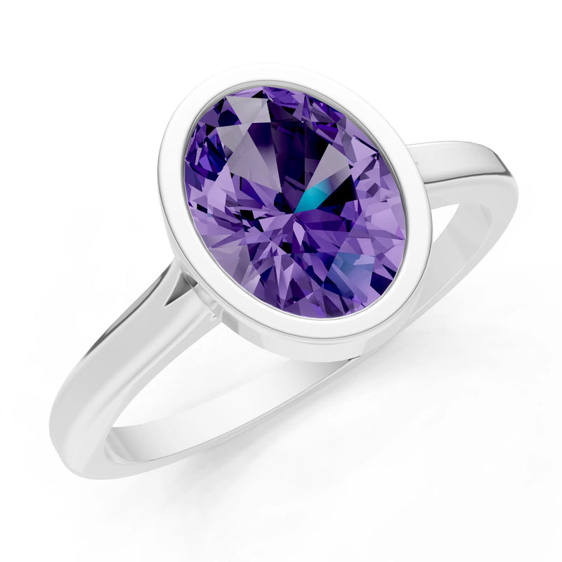 Solid Gold Oval Gemstone Engagement Ring