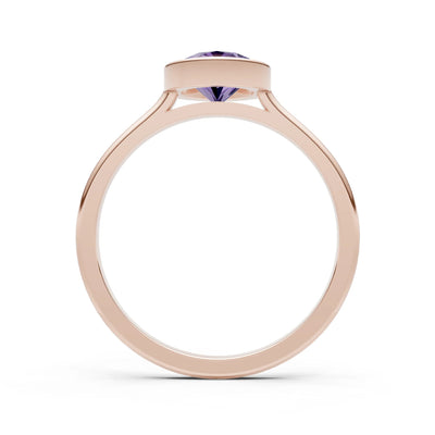Amethyst Oval Shape Bezel Set Solitaire Ring
