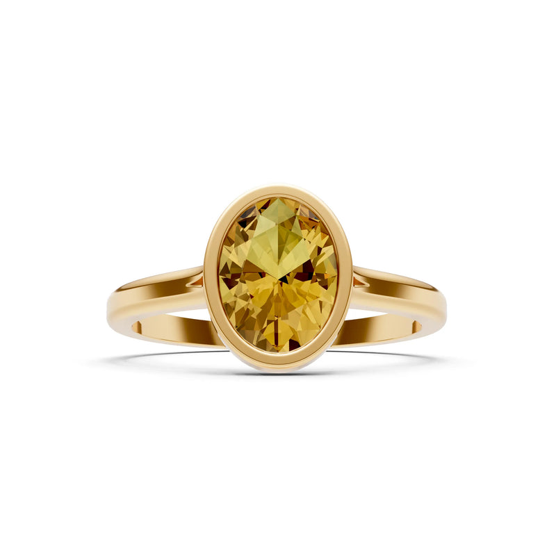 Solid Gold Oval Gemstone Engagement Ring