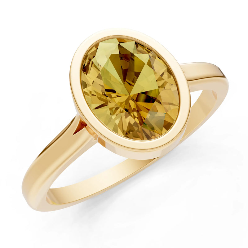 Solid Gold Oval Gemstone Engagement Ring