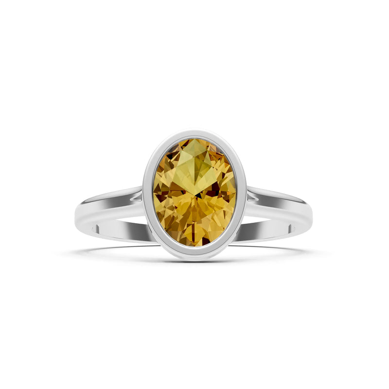 Solid Gold Oval Gemstone Engagement Ring
