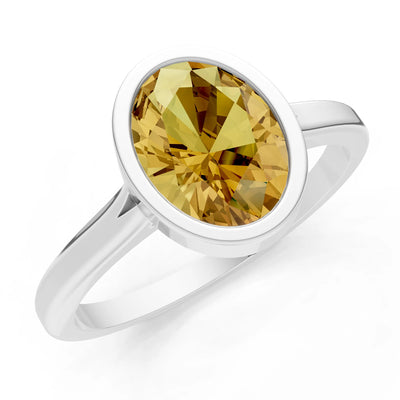 Solid Gold Oval Gemstone Engagement Ring