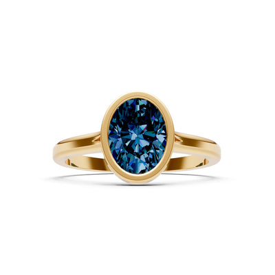 Solid Gold Oval Gemstone Engagement Ring