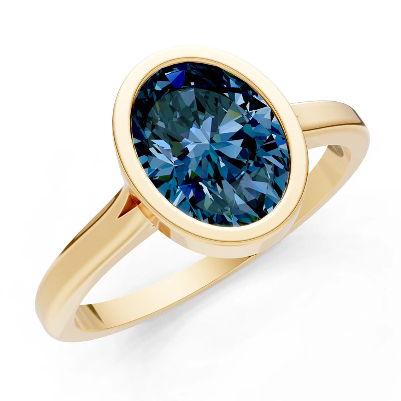 Alexandrite Oval Shape Bezel Set Solitaire Ring