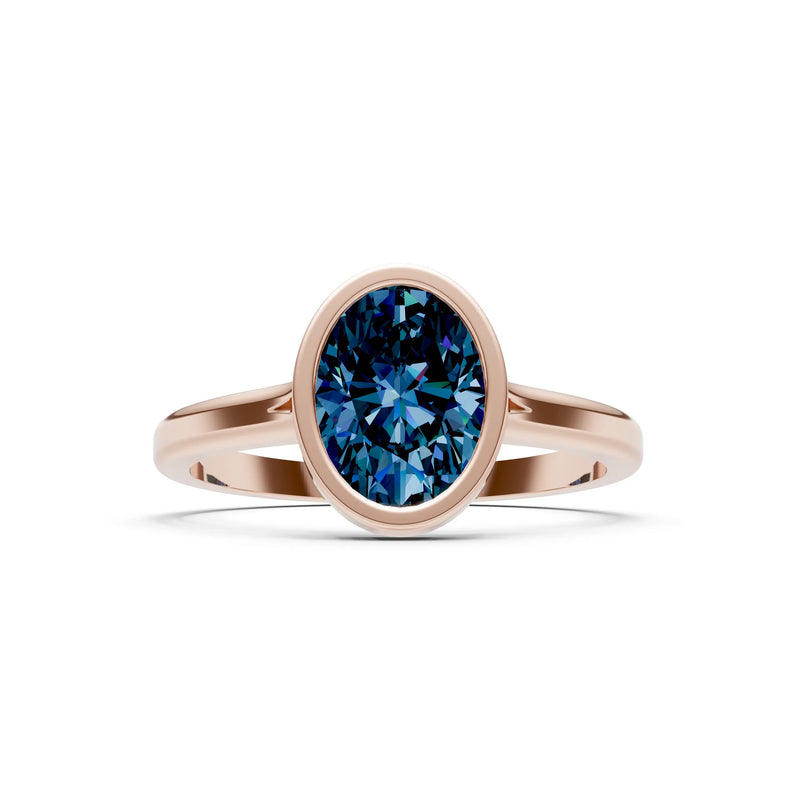 Alexandrite Oval Shape Bezel Set Solitaire Ring