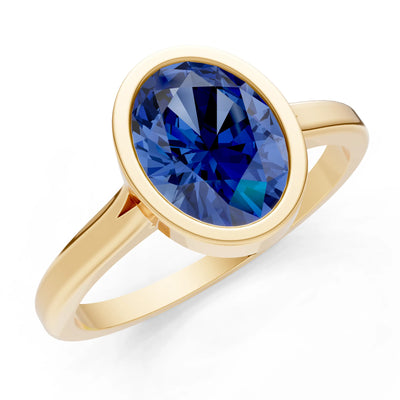 Solid Gold Oval Gemstone Engagement Ring