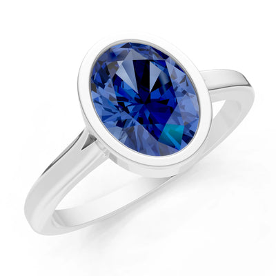 Solid Gold Oval Gemstone Engagement Ring