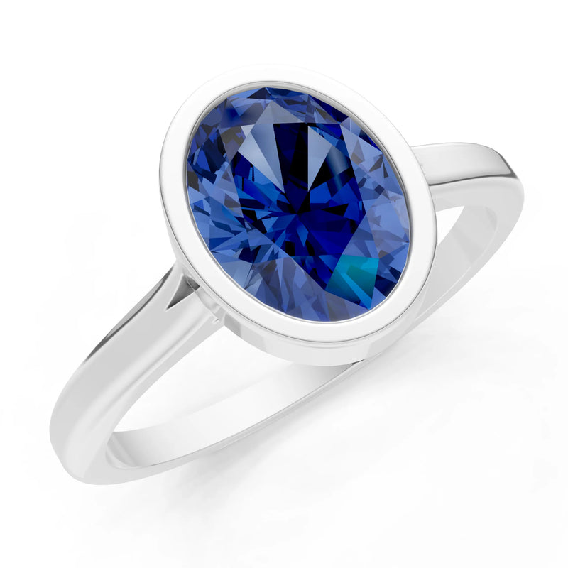 Solid Gold Oval Gemstone Engagement Ring