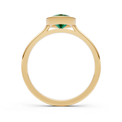 Emerald Oval Shape Bezel Set Solitaire Ring