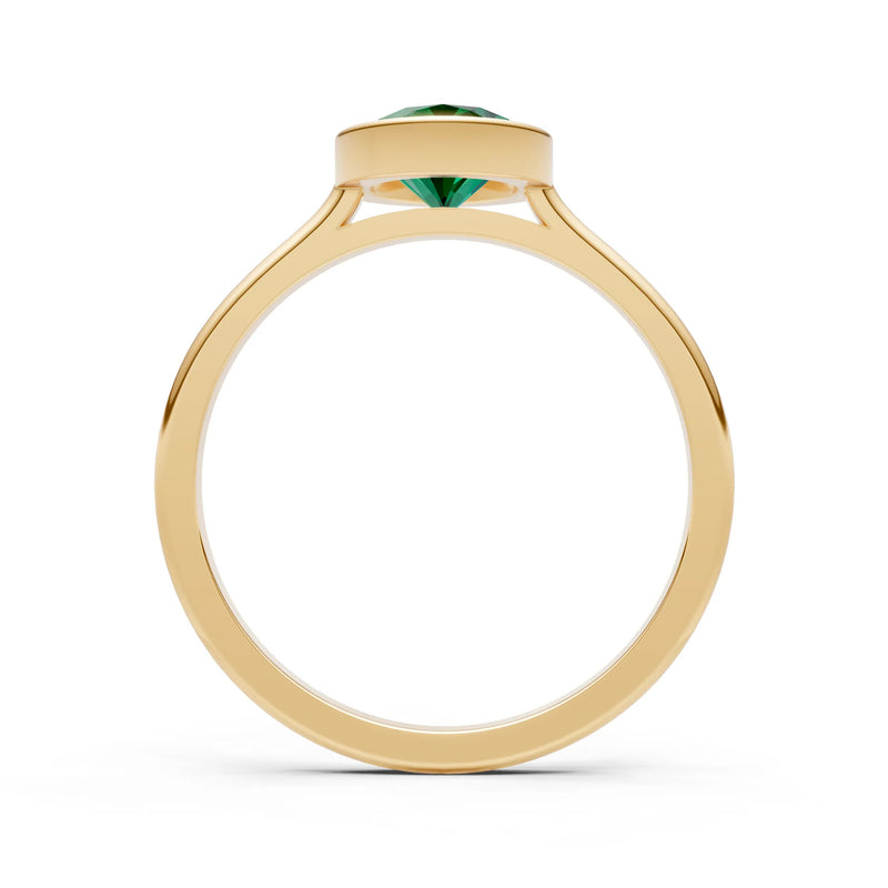 Emerald Oval Shape Bezel Set Solitaire Ring
