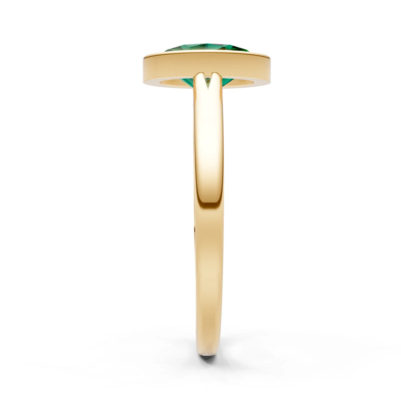 Emerald Oval Shape Bezel Set Solitaire Ring