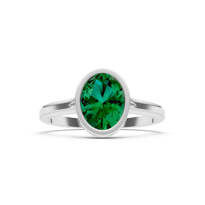 Solid Gold Oval Gemstone Engagement Ring