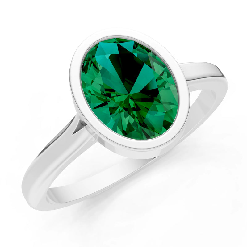 Solid Gold Oval Gemstone Engagement Ring