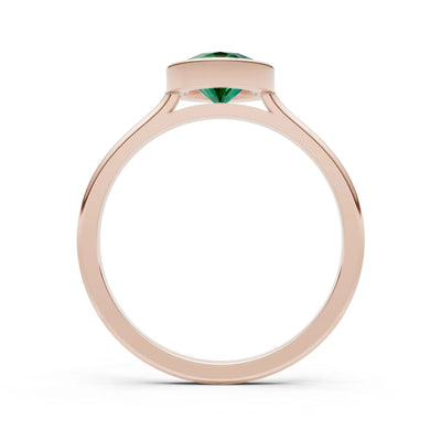 Emerald Oval Shape Bezel Set Solitaire Ring