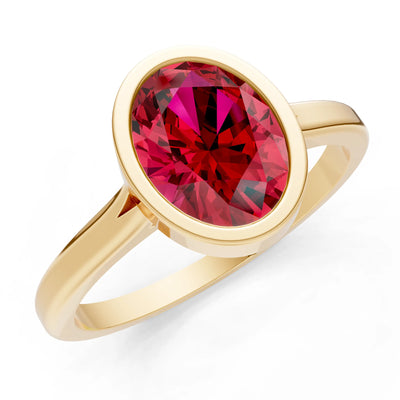 Solid Gold Oval Gemstone Engagement Ring