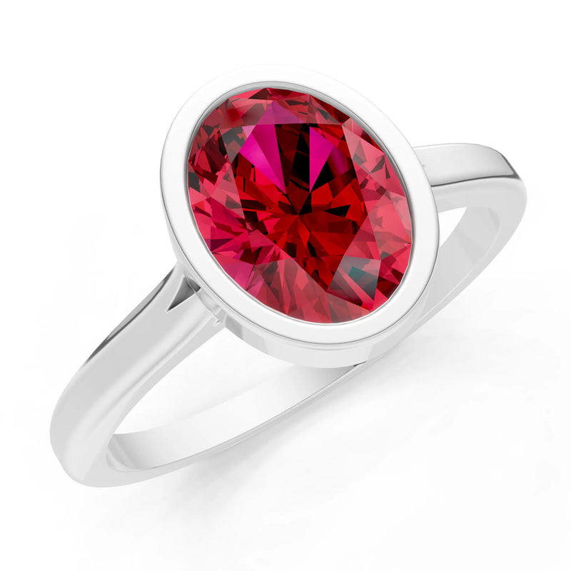 Solid Gold Oval Gemstone Engagement Ring
