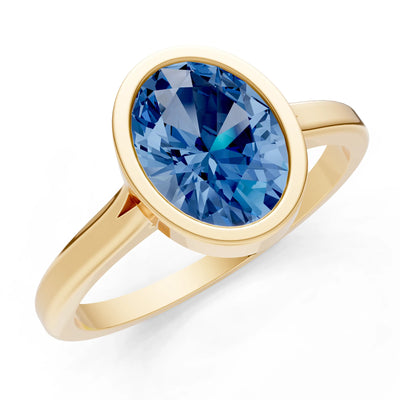 Solid Gold Oval Gemstone Engagement Ring