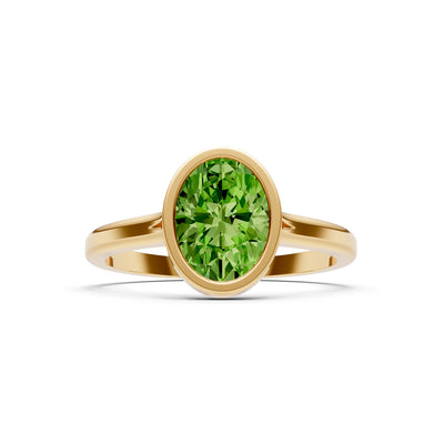 Solid Gold Oval Gemstone Engagement Ring