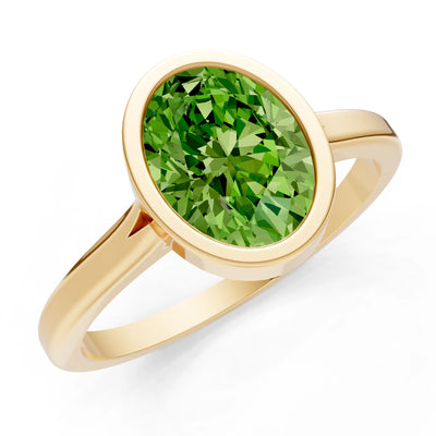 Solid Gold Oval Gemstone Engagement Ring