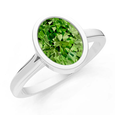 Solid Gold Oval Gemstone Engagement Ring