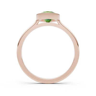 Peridot Oval Shape Bezel Set Solitaire Ring