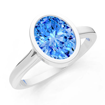 Solid Gold Oval Gemstone Engagement Ring