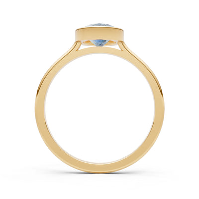 Aquamarine Oval Shape Bezel Set Solitaire Ring