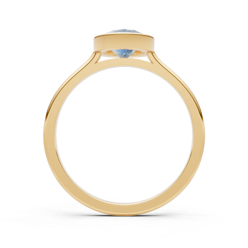 Aquamarine Oval Shape Bezel Set Solitaire Ring