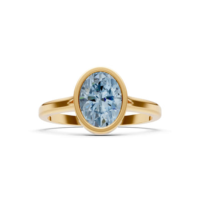 Aquamarine Oval Shape Bezel Set Solitaire Ring