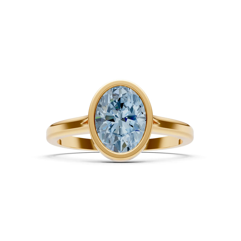 Aquamarine Oval Shape Bezel Set Solitaire Ring