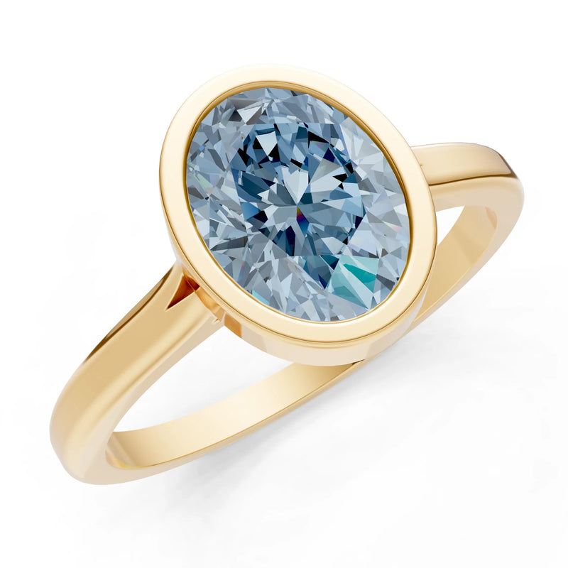Aquamarine Oval Shape Bezel Set Solitaire Ring