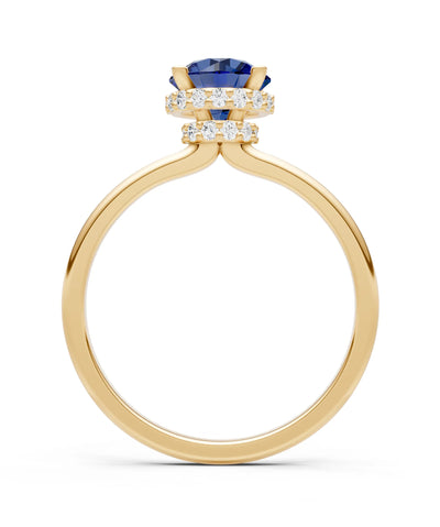 Round Cut Double Hidden Halo Engagement Lab Grown Gemstone and Diamond Ring