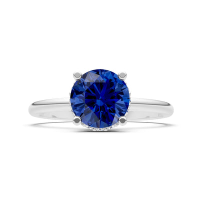 Round Cut Double Hidden Halo Engagement Lab Grown Gemstone and Diamond Ring
