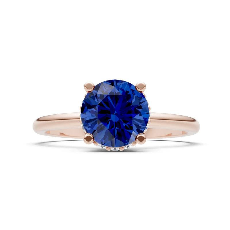 Round Cut Double Hidden Halo Engagement Lab Grown Gemstone and Diamond Ring