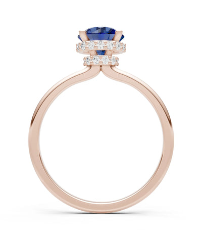 Round Cut Double Hidden Halo Engagement Lab Grown Gemstone and Diamond Ring