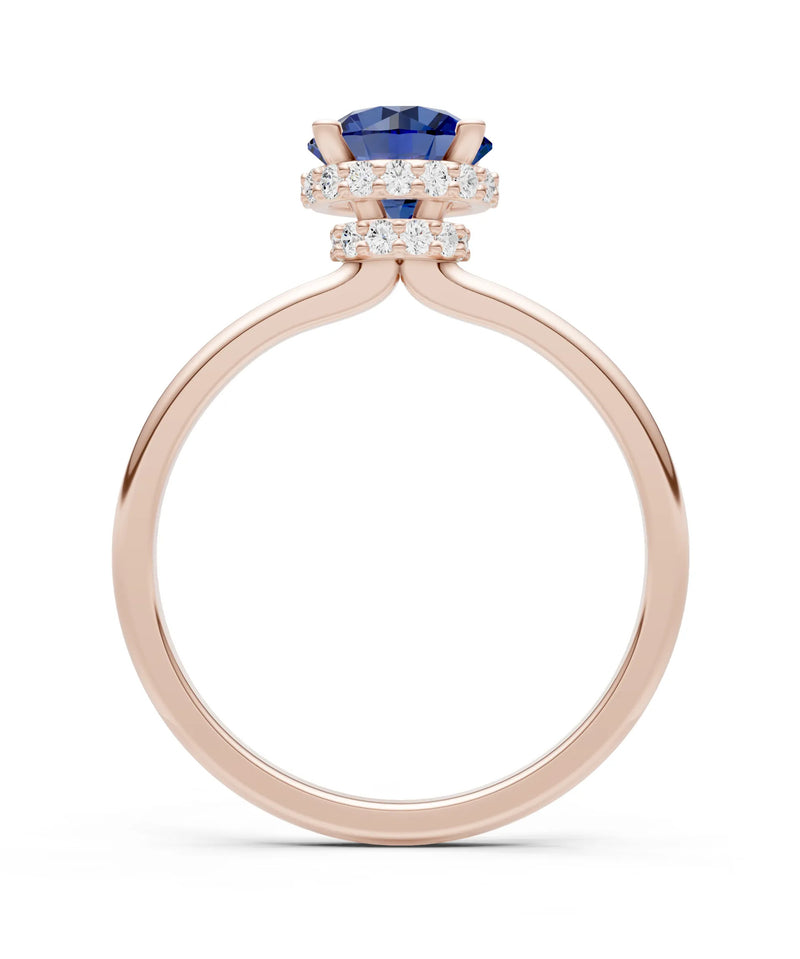 Round Cut Double Hidden Halo Engagement Lab Grown Gemstone and Diamond Ring