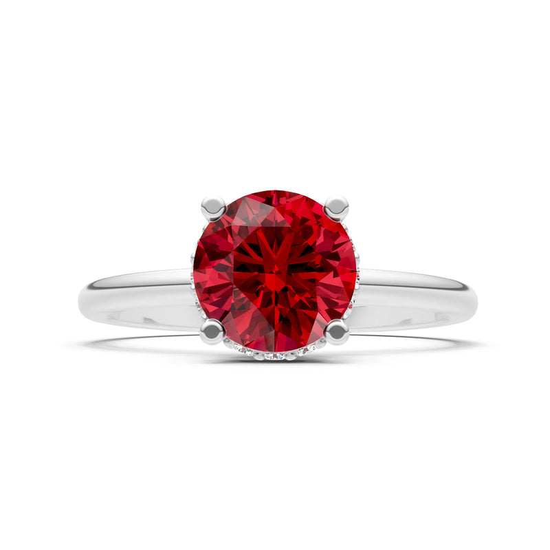 Round Cut Double Hidden Halo Engagement Lab Grown Gemstone and Diamond Ring